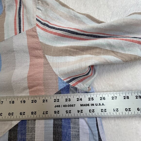 Cynthia Ashby Womens Oversized Striped Tunic Top Large Linen Blend Multicolor - Picture 8 of 10